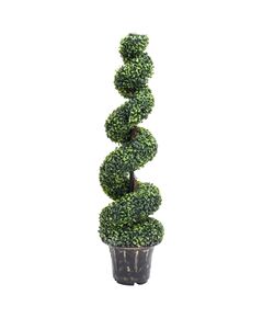 Plantă artificială de cimișir cu ghiveci, verde, 117cm, spirală