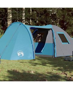 Cort de camping 6 persoane albastru, 466x342x200 cm, tafta 185t