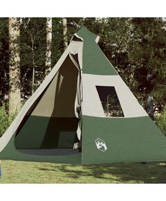 Cort de camping 7 persoane, verde, 350x350x280 cm, tafta 185t