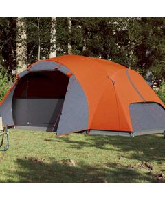 Cort camping 8 persoane gri/portocaliu 360x430x195cm tafta 190t