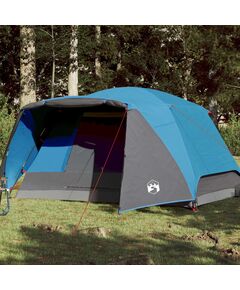 Cort de camping 4 persoane albastru, 350x280x155 cm, tafta 190t