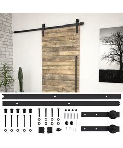 Set feronerie pentru uși glisante skien, negru, 183 cm, oțel