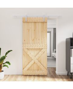 Ușă glisantă cu set feronerie, 90x210 cm, lemn masiv de pin