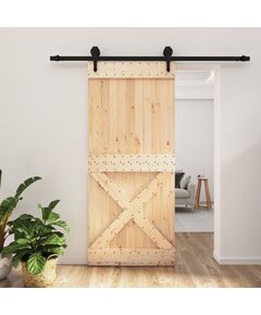 Ușă glisantă cu set feronerie, 90x210 cm, lemn masiv de pin