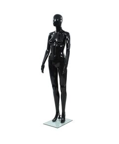 Corp manechin feminin, suport din sticlă, negru lucios, 175 cm
