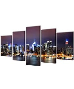 Set de tablouri pânză, colorat, imprimeu new york skyline, 100x50 cm