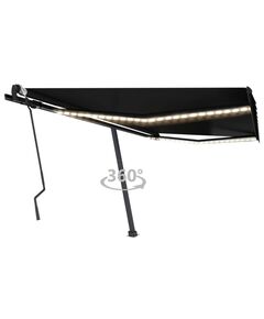 Copertină retractabilă manual cu led, antracit, 400x300 cm