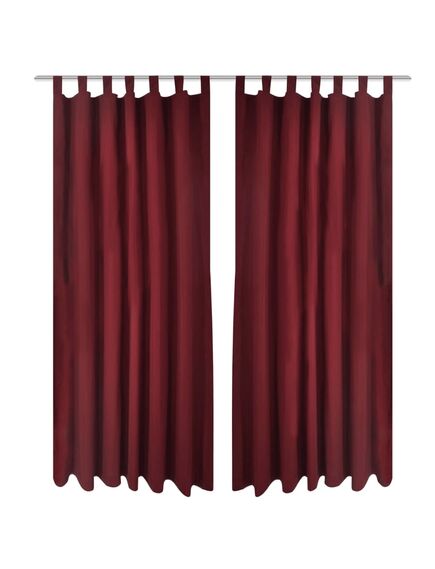 Draperii micro-satin cu bride, 140 x 175 cm, bordo, 2 buc.