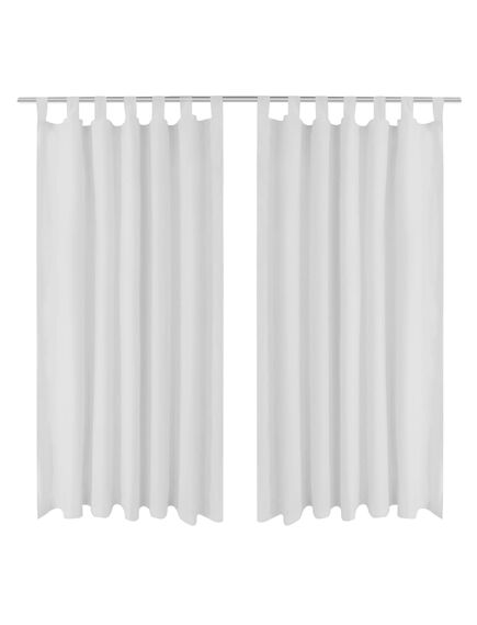 Draperii micro-satin cu bride, 2 buc., 140 x 225 cm, alb