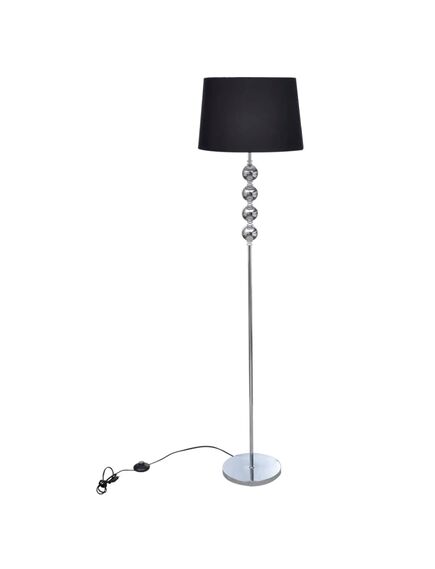 Lampă de podea abajur suport înalt, 4 bile decorative, negru