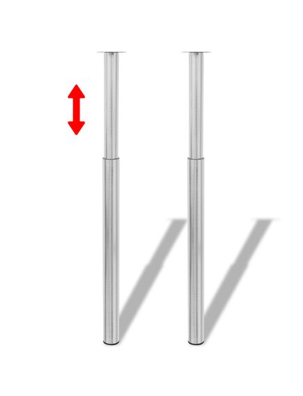Picioare telescopice de masă, 2 buc., nichel periat, 710 mm-1100 mm