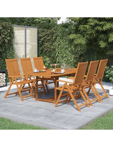 Set mobilier de exterior, 7 piese, lemn masiv de acacia