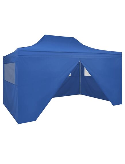 42512  foldable tent pop-up with 4 side walls 3x4,5 m blue