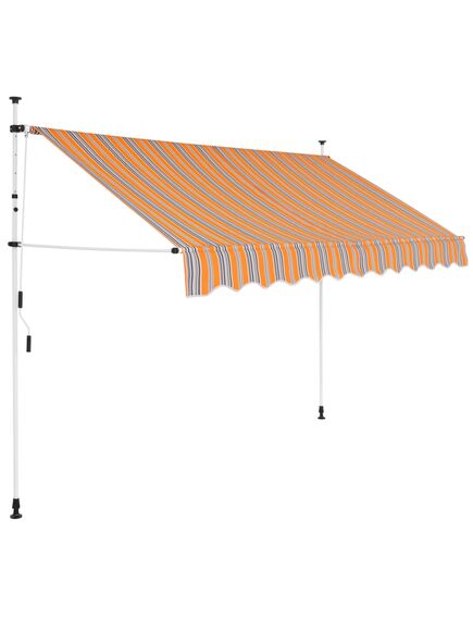 Copertină retractabilă manual, dungi galben și albastru, 250 cm