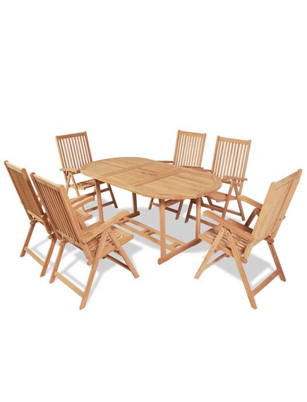 Set mobilier exterior cu scaune pliabile 7 piese lemn tec masiv