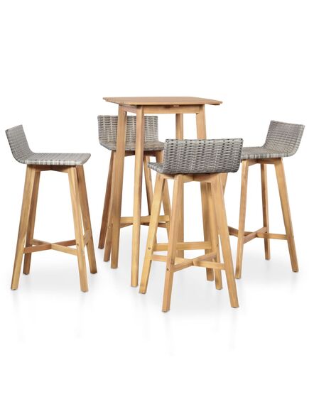 Set mobilier de exterior, 5 piese, lemn masiv de acacia