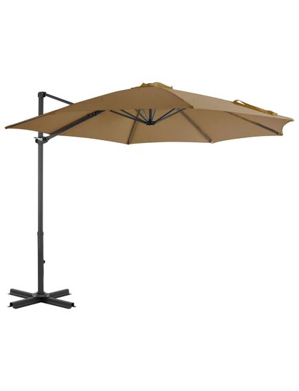 Umbrelă suspendată cu stâlp din aluminiu, gri taupe, 300 cm