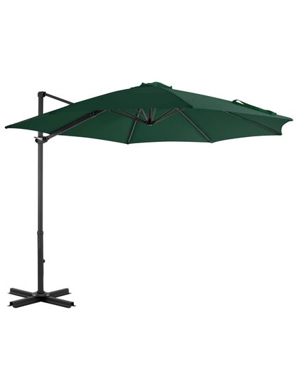 Umbrelă suspendată cu stâlp din aluminiu, verde, 300 cm