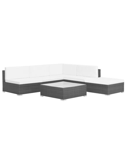 Set mobilier de grădină cu perne, 6 piese, negru, poliratan