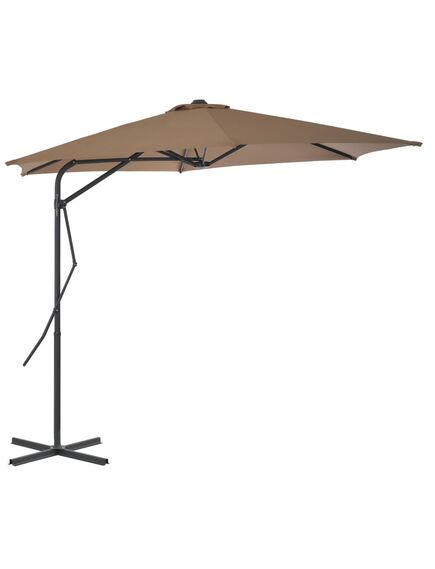 Umbrelă de soare de exterior, stâlp din oțel, gri taupe, 300 cm