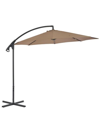 Umbrelă suspendată cu stâlp din oțel, gri taupe, 300 cm