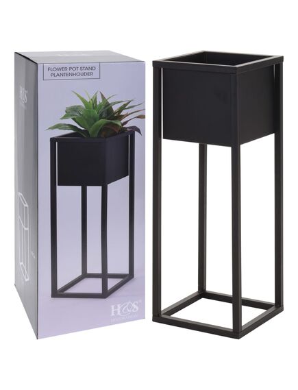 H&s collection ghiveci de flori cu suport, negru, 60 cm, metal