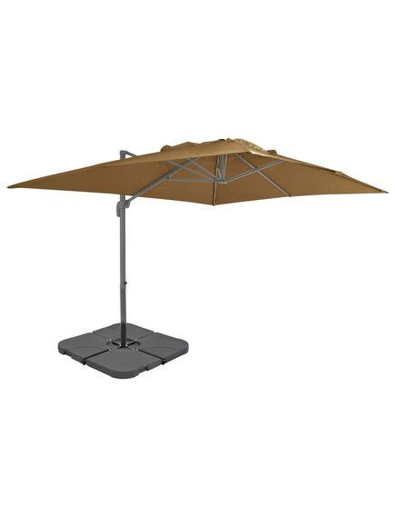 Umbrelă de exterior cu bază portabilă, gri taupe