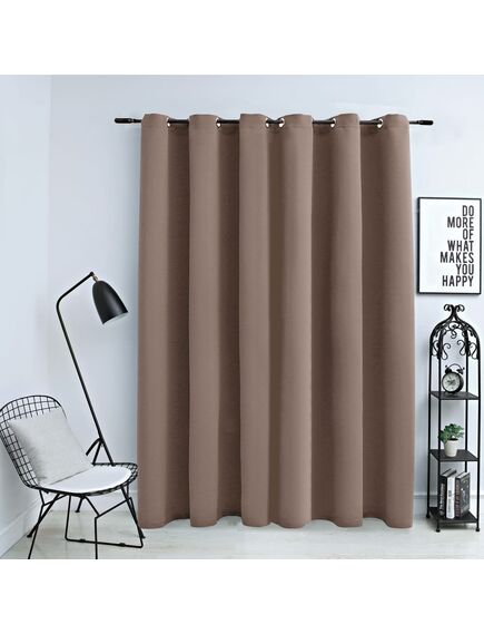 Draperie opacă cu inele metalice, gri taupe, 290 x 245 cm