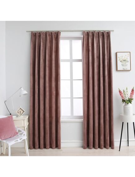 Draperii opace 2 buc. roz antichizat 140x175 cm catifea cârlige