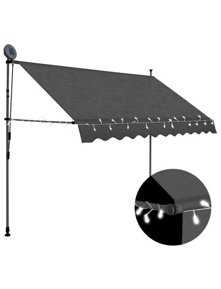 Copertină retractabilă manual cu led, antracit, 250 cm