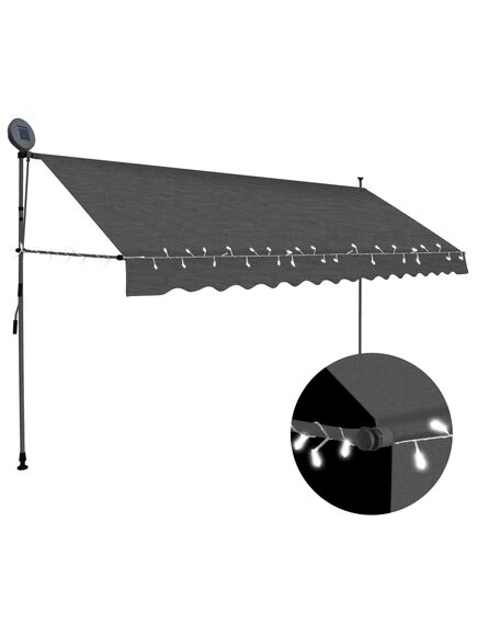 Copertină retractabilă manual cu led, antracit, 350 cm