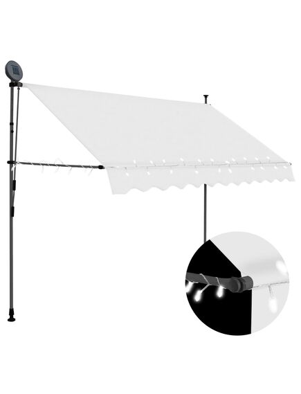 Copertină retractabilă manual cu led, crem, 300 cm