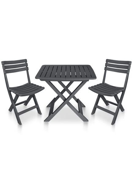 Set mobilier de bistro pliabil, 3 piese, antracit, plastic