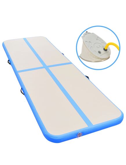 Saltea gimnastică gonflabilă cu pompă albastru 600x100x10cm pvc