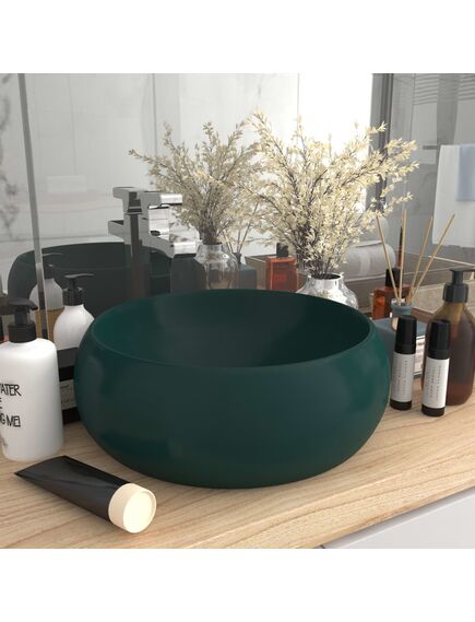 Chiuvetă baie lux verde închis mat 40x15 cm ceramică rotund