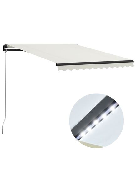 Copertină retractabilă manual cu led, crem, 300 x 250 cm