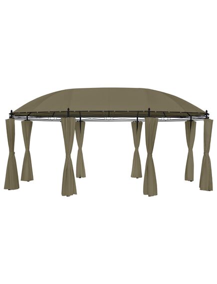 Pavilion cu perdele, gri taupe, 520x349x255 cm, 180 g/m²