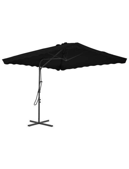 Umbrelă de exterior cu stâlp din oțel, negru, 250x250x230 cm