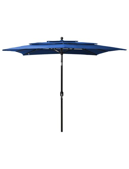 Umbrelă soare 3 niveluri, stâlp de aluminiu, azuriu, 2,5x2,5 m