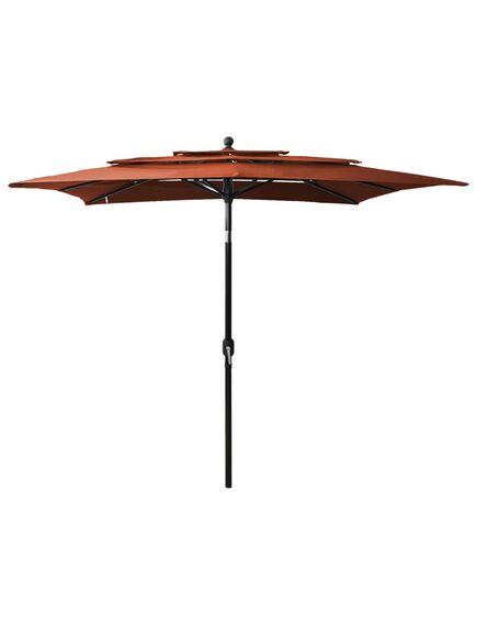 Umbrelă de soare 3 niveluri, stâlp aluminiu cărămiziu 2,5x2,5 m