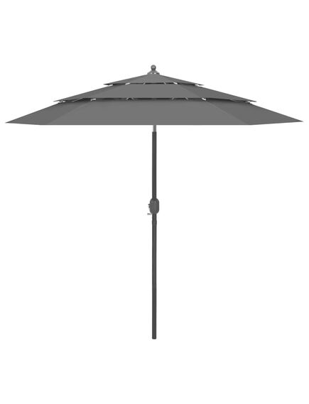 Umbrelă de soare 3 niveluri, stâlp de aluminiu, antracit, 2,5 m