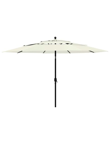 Umbrelă de soare 3 niveluri, stâlp de aluminiu, nisipiu, 3,5 m