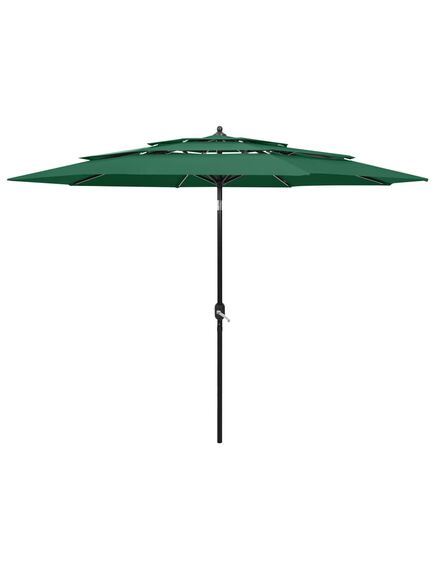 Umbrelă de soare 3 niveluri, stâlp de aluminiu, verde, 3 m