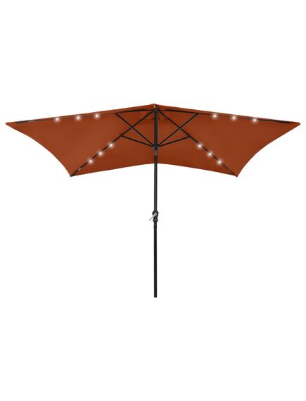 Umbrelă de soare cu led-uri & stâlp din oțel, cărămiziu, 2x3 m