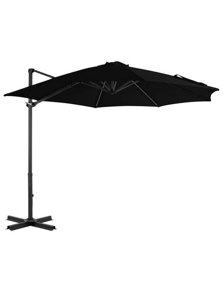 Umbrelă suspendată cu stâlp din aluminiu, negru, 300 cm