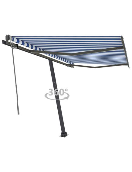 Copertină autonomă retractabilă automat albastru&alb 350x250 cm