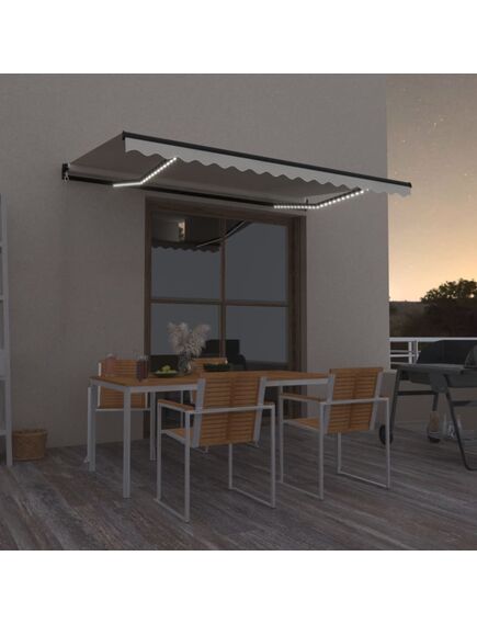 Copertină retractabilă manual cu led, crem, 450x350 cm