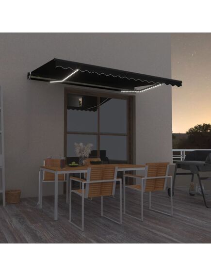 Copertină retractabilă manual led, antracit, 400x350 cm