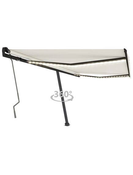 Copertină retractabilă manual cu led, crem, 400x350 cm