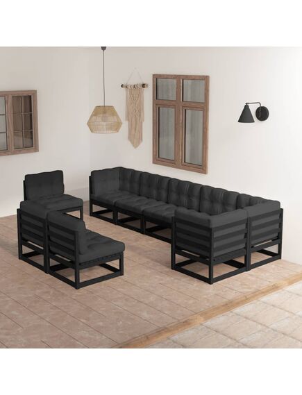 Set mobilier grădină cu perne, 9 piese, lemn masiv pin